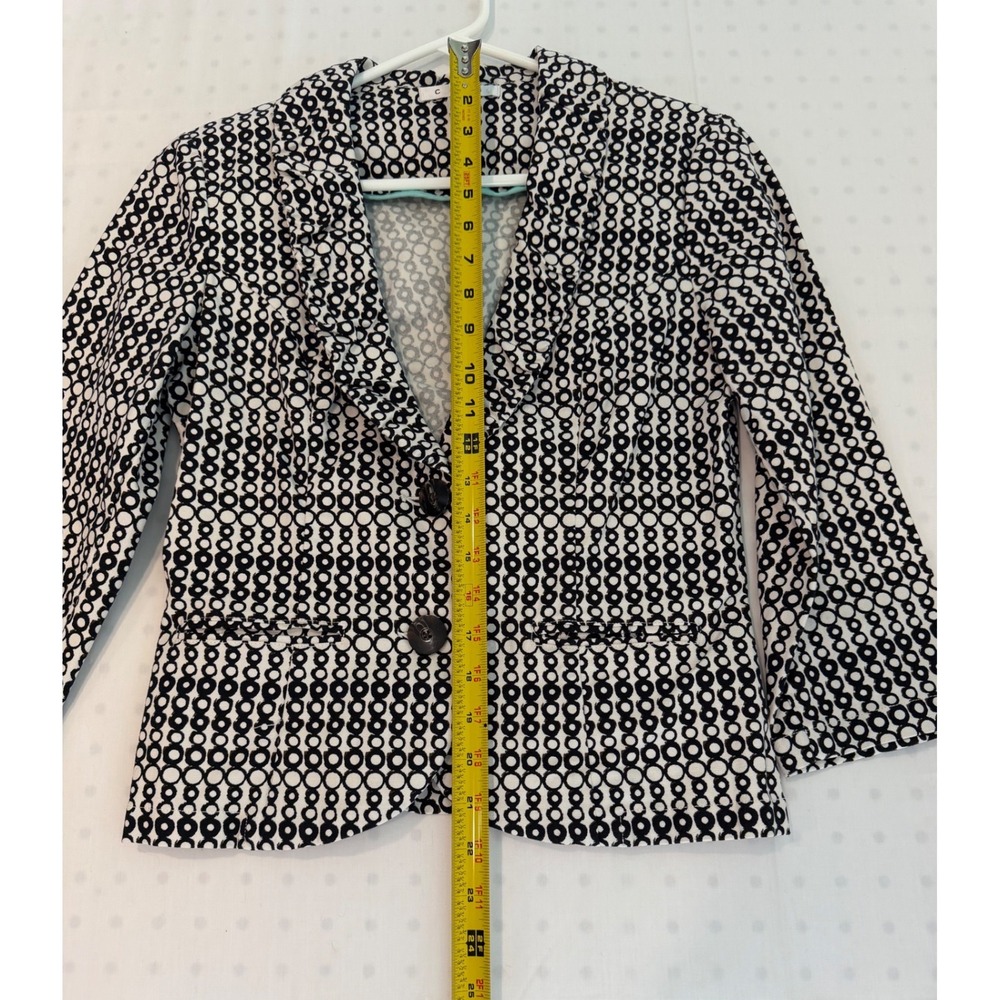 Cabi Black White Geometric Circle Print Cotton Blazer Jacket Womens Size 4 - Picture 3 of 5